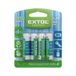 Nabíjateľné batérie, 4ks, AA (HR6), 1.2V, 2400mAh, NiMh EXTOL ENERGY Nabíjateľné batérie, 4ks, AA (HR6), 1.2V, 2400mAh, NiMh EXTOL ENERGY