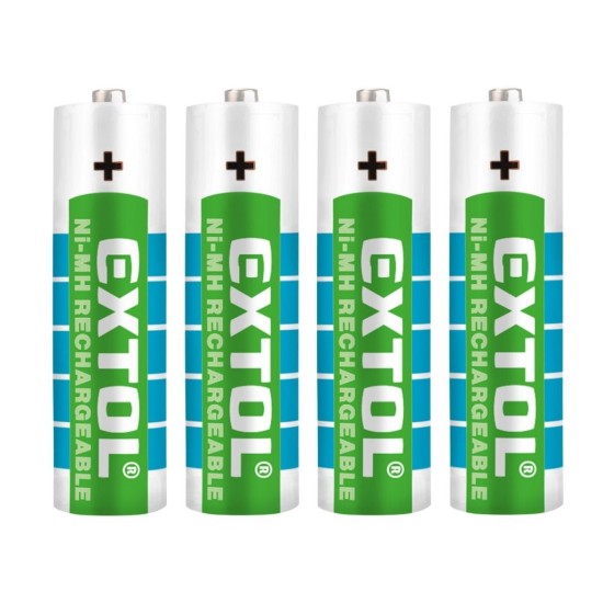 Nabíjateľné batérie, 4ks, AA (HR6), 1.2V, 2400mAh, NiMh EXTOL ENERGY Nabíjateľné batérie, 4ks, AA (HR6), 1.2V, 2400mAh, NiMh EXTOL ENERGY