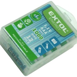 Baterie nabíjecí, 12ks, AAA (HR03), 1,2V, 1000mAh, NiMh EXTOL ENERGY