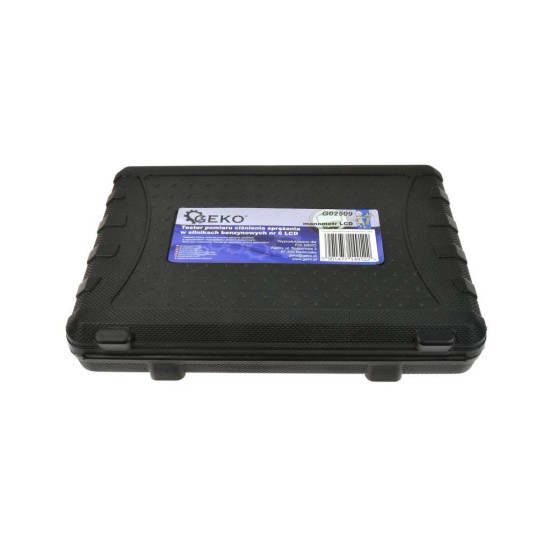 Kompresný merač pre benzínové motory, LCD displej, sada 8ks, tester kompresie GEKO Kompresný merač pre benzínové motory, LCD displej, sada 8ks, tester kompresie GEKO
