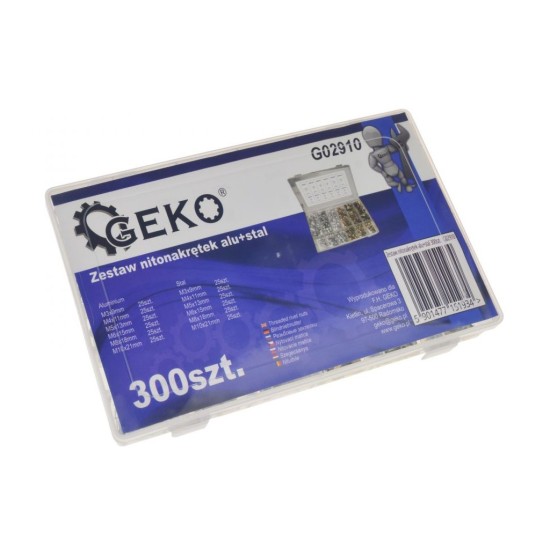 Sada nitovacích matíc hliník/oceľ 300ks GEKO Sada nitovacích matíc hliník/oceľ 300ks GEKO