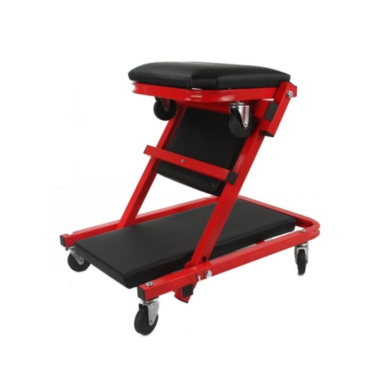 Montážne mobilné ležadlo, stolička 2v1 čierno-červená MAR-POL