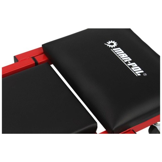 Montážne mobilné ležadlo, stolička 2v1 čierno-červená MAR-POL