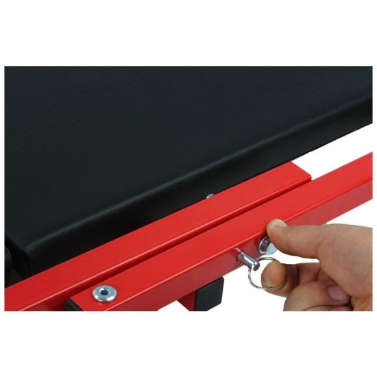 Montážne mobilné ležadlo, stolička 2v1 čierno-červená MAR-POL