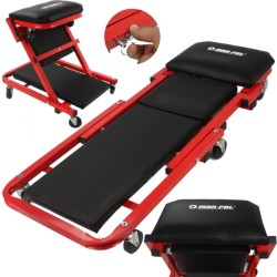 Montážne mobilné ležadlo, stolička 2v1 čierno-červená MAR-POL