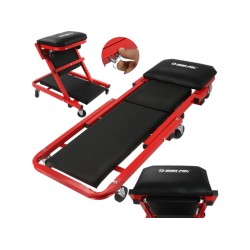 Montážne mobilné ležadlo, stolička 2v1 čierno-červená MAR-POL