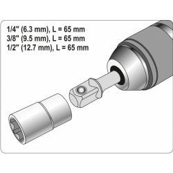Adaptéry SDS+ pro nástrčné ořechy 1/4", 3/8“, 1/2“ YATO Adaptéry SDS+ pro nástrčné ořechy 1/4", 3/8“, 1/2“ YATO