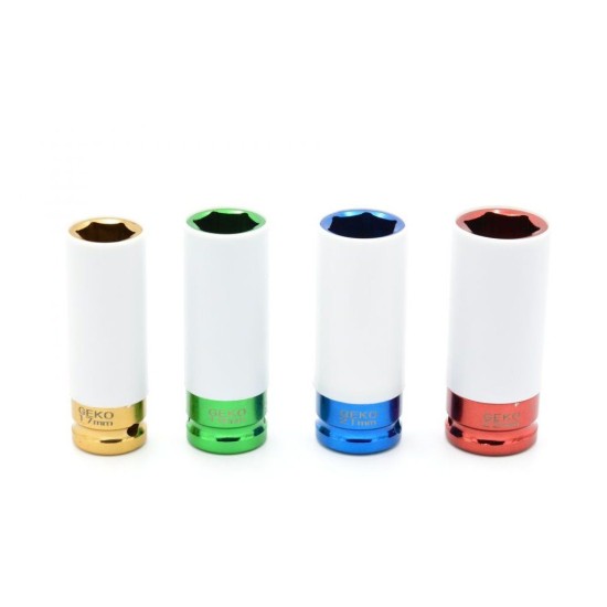 Nástrčné rázové hlavice 1/2" pre ALU kotúče 17, 19, 21, 22 mm GEKO Nástrčné rázové hlavice 1/2" pre ALU kotúče 17, 19, 21, 22 mm GEKO