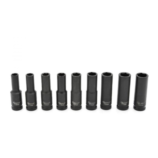 Nástrčné nárazové hlavice 1/2", 10-32mm, 16ks v kufríku GEKO