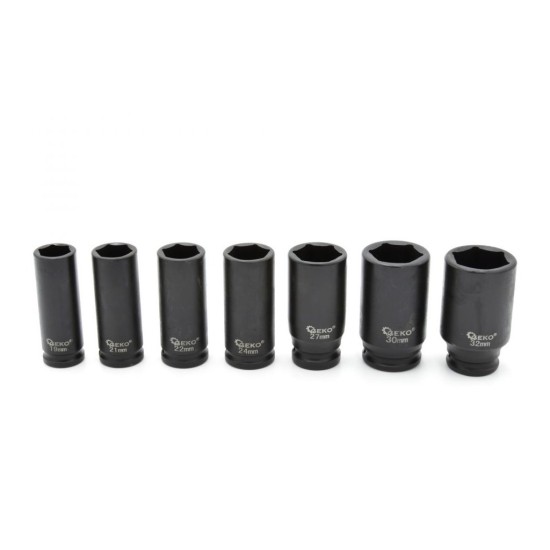 Nástrčné nárazové hlavice 1/2", 10-32mm, 16ks v kufríku GEKO