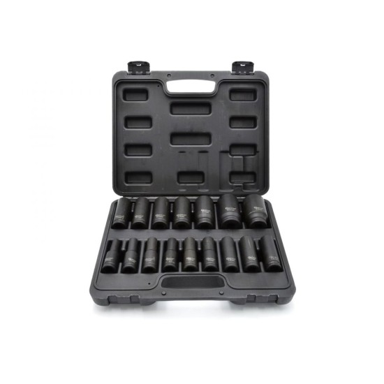 Nástrčné nárazové hlavice 1/2", 10-32mm, 16ks v kufríku GEKO