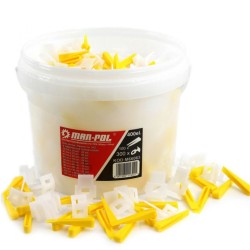 Kliny a spony na vyrovnávanie dlaždíc vo vedre, sada 400 ks MAR-POL Kliny a spony na vyrovnávanie dlaždíc vo vedre, sada 400 ks MAR-POL