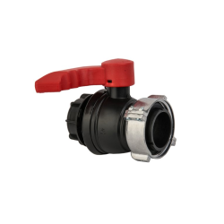 Guľový ventil pre nádobu na vodu IBC, vnútorný závit S75x6, vonkajší závit s odtokom S60x6