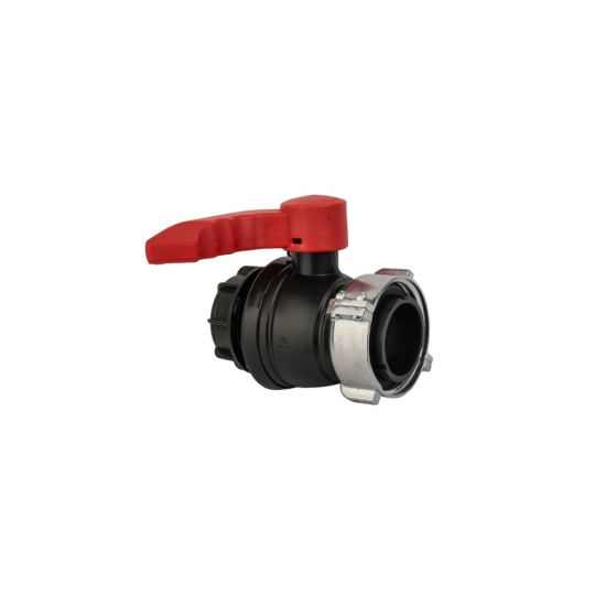 Guľový ventil pre nádobu na vodu IBC, vnútorný závit S75x6, vonkajší závit s odtokom S60x6 Guľový ventil pre nádobu na vodu IBC, vnútorný závit S75x6, vonkajší závit s odtokom S60x6