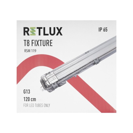 RSM 119 Trubicové prachotěsné svítidlo pro 2 LED trubice 120 cm RETLUX