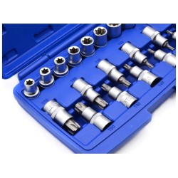 Sada nástrčných hláv a bitov TORX 1/2", 19ks GEKO