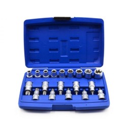 Sada nástrčných hláv a bitov TORX 1/2", 19ks GEKO