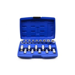 Sada nástrčných hláv a bitov TORX 1/2", 19ks GEKO