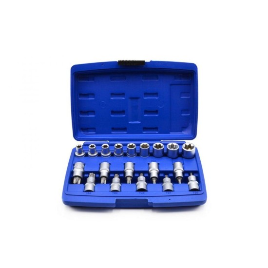 Sada nástrčných hláv a bitov TORX 1/2", 19ks GEKO Sada nástrčných hláv a bitov TORX 1/2", 19ks GEKO