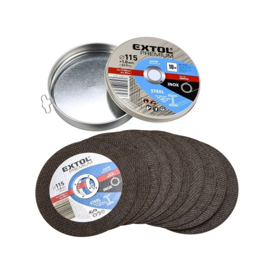 Rezací kotúč na oceľ/nehrdzavejúcu oceľ, 10ks, 115x1,0x22,2mm EXTOL PREMIUM