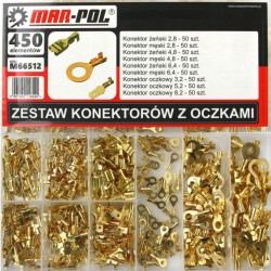 Sada káblových konektorov do auta s očkami 450ks MAR-POL Sada káblových konektorov do auta s očkami 450ks MAR-POL