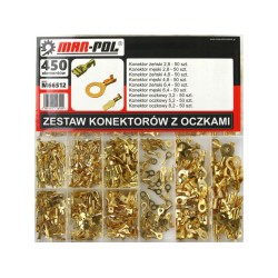 Sada káblových konektorov do auta s očkami 450ks MAR-POL Sada káblových konektorov do auta s očkami 450ks MAR-POL