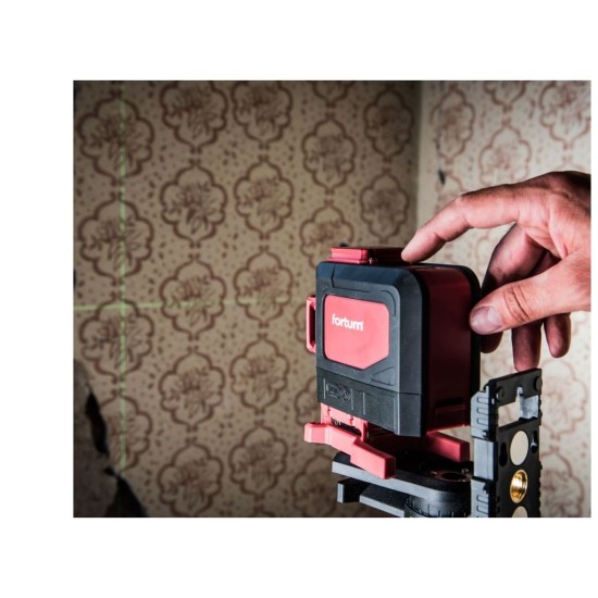 Zelený čiarový laser 1H1V krížový samonivelačný EXTOL PREMIUM