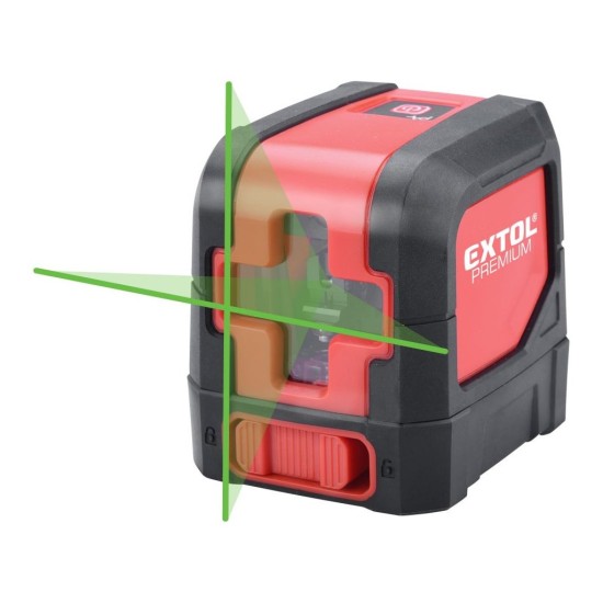 Zelený čiarový laser 1H1V krížový samonivelačný EXTOL PREMIUM