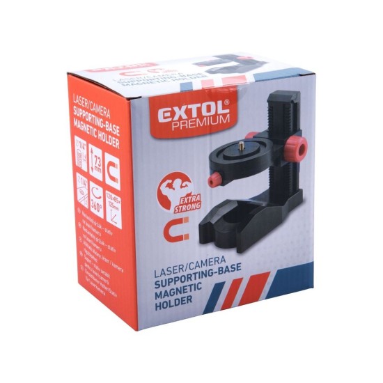 Držiak statívu, nastaviteľný, magnetický pre laser/fotoaparát, 1/4" EXTOL skrutka Držiak statívu, nastaviteľný, magnetický pre laser/fotoaparát, 1/4" EXTOL skrutka