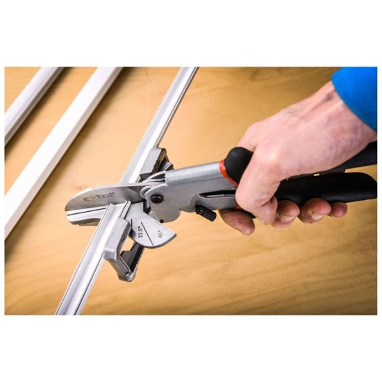 Multifunkčné nožnice - uhlové nožnice na plast. Koľajnice/profily, 240 mm EXTOL