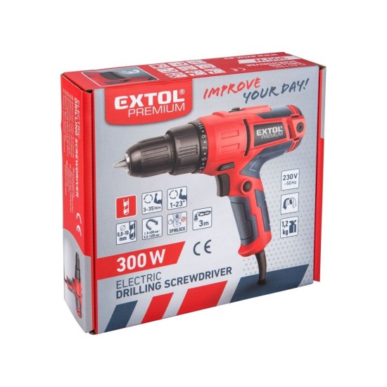 Elektrický vŕtací skrutkovač, 300W EXTOL PREMIUM Elektrický vŕtací skrutkovač, 300W EXTOL PREMIUM