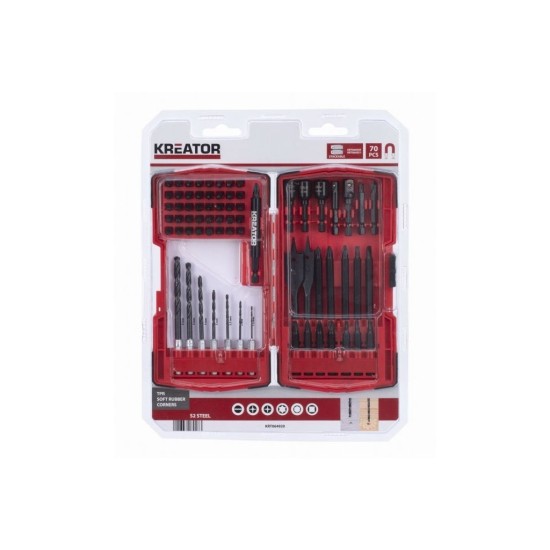 KRT064920 Sada bitov, nástrčných hlavíc a vŕtačiek 70ks KREATOR