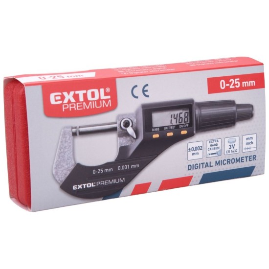 Digitálny mikrometer, 0-25 mm EXTOL PREMIUM Digitálny mikrometer, 0-25 mm EXTOL PREMIUM