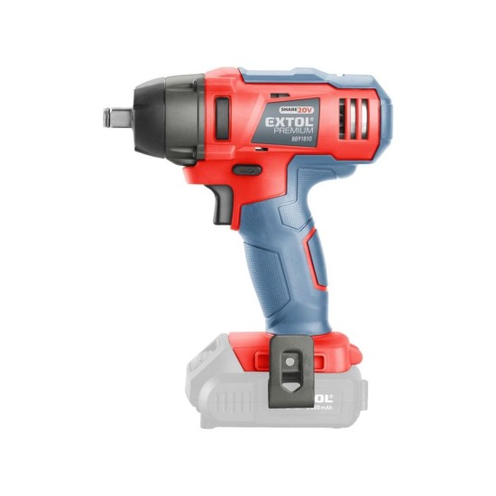 Rázový uťahovák 1/2" akumulátor SHARE20V, 180Nm, 20V Li-ion, bez akumulátora a nabíjačky EXTOL PREMIUM Rázový uťahovák 1/2" akumulátor SHARE20V, 180Nm, 20V Li-ion, bez akumulátora a nabíjačky EXTOL PREMIUM