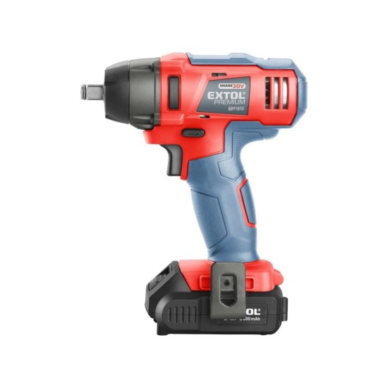 Rázový uťahovák 1/2" batéria SHARE20V, 180Nm, 20V Li-ion, 2000mAh EXTOL PREMIUM