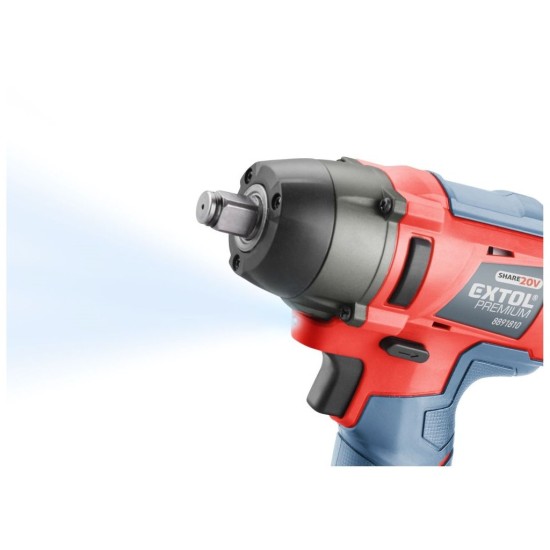 Rázový uťahovák 1/2" batéria SHARE20V, 180Nm, 20V Li-ion, 2000mAh EXTOL PREMIUM