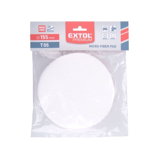 Leštiaci kotúč, mikrovlákno, T05, ⌀155mm, suchý zips EXTOL PREMIUM Leštiaci kotúč, mikrovlákno, T05, ⌀155mm, suchý zips EXTOL PREMIUM
