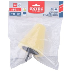 Penový leštiaci kužeľ, T80, žltý, priemer 80 mm, stopka 6 mm EXTOL PREMIUM Penový leštiaci kužeľ, T80, žltý, priemer 80 mm, stopka 6 mm EXTOL PREMIUM