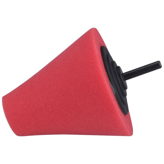 Penový leštiaci kužeľ, T10, červený, priemer 80 mm, stopka 6 mm EXTOL PREMIUM