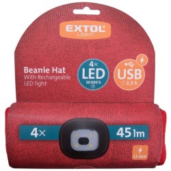 Šiltovka s čelovkou 45lm, nabíjateľná, USB, červená, univerzálna veľkosť EXTOL LIGHT Šiltovka s čelovkou 45lm, nabíjateľná, USB, červená, univerzálna veľkosť EXTOL LIGHT