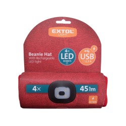 Šiltovka s čelovkou 45lm, nabíjateľná, USB, červená, univerzálna veľkosť EXTOL LIGHT