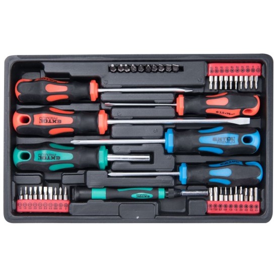 Sada skrutkovačov a bitov 47ks, hroty 1/4" a mini hroty 4mm, CrV EXTOL PREMIUM Sada skrutkovačov a bitov 47ks, hroty 1/4" a mini hroty 4mm, CrV EXTOL PREMIUM
