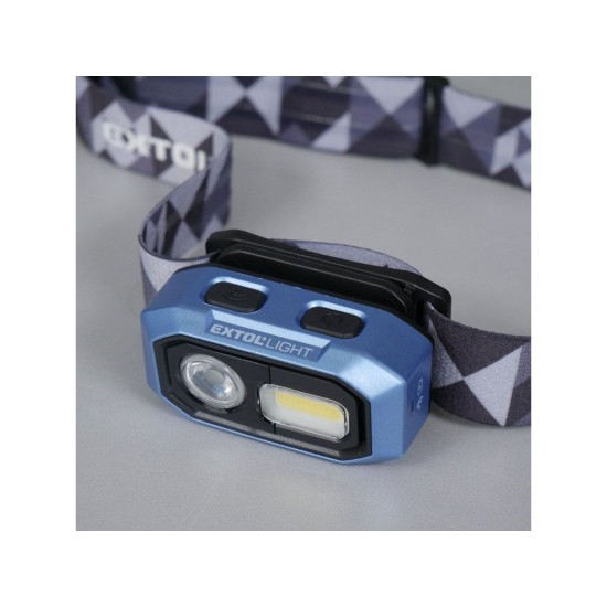 Čelovka 480lm, nabíjateľná, USB, IR senzor, OSRAM LED+COB LED EXTOL SVETLO