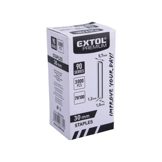 Spony na nechty, 3000ks, 30mm, 5,7x1,2x1mm EXTOL PREMIUM