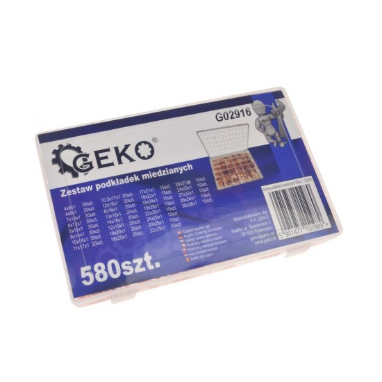 Medená podložka, sada 580ks GEKO Medená podložka, sada 580ks GEKO