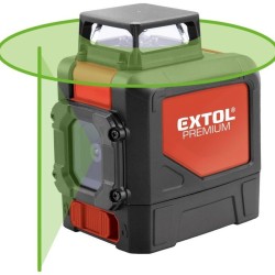 Zelený čiarový laser 30m, krížový samonivelačný EXTOL PREMIUM