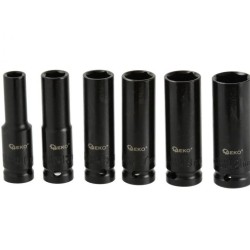Nástrčné rázové hlavice 6 ks, 1/2" 10-21 mm, dĺžka 77 mm GEKO