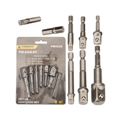 Sada vŕtacích adaptérov 1/2" 3/8" 1/4", 8ks, šesťhran POWERMAT