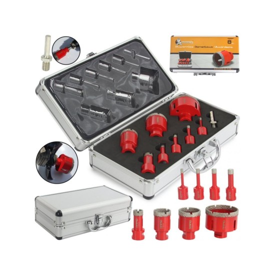 Diamantový vrták, sada, 6, 8, 10, 12, 20, 35, 45, 68 mm MAR-POL Diamantový vrták, sada, 6, 8, 10, 12, 20, 35, 45, 68 mm MAR-POL