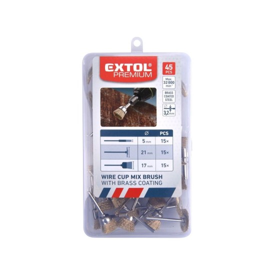 Mosadzné kefy, sada 45ks EXTOL PREMIUM Mosadzné kefy, sada 45ks EXTOL PREMIUM